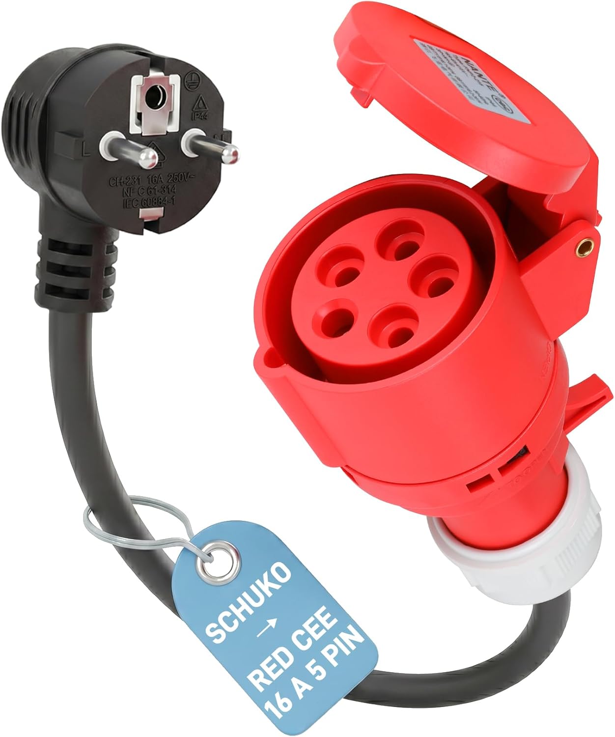 RamTouch adaptateur Schuko vers CEE 5 pôles 16A mobile EV