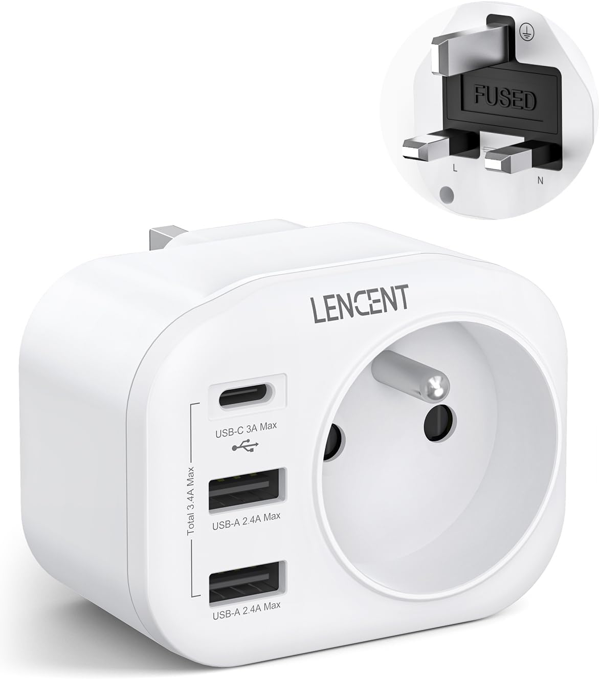 LENCENT adaptateur voyage France vers UK Type G chargeur EV