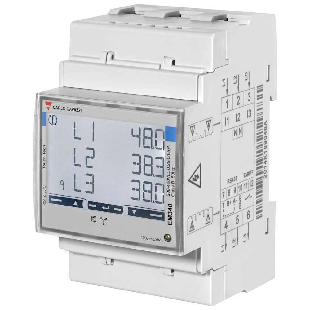 Carlo Gavazzi EM24 DIN MID triphasé rail DIN classe 0,5S Modbus