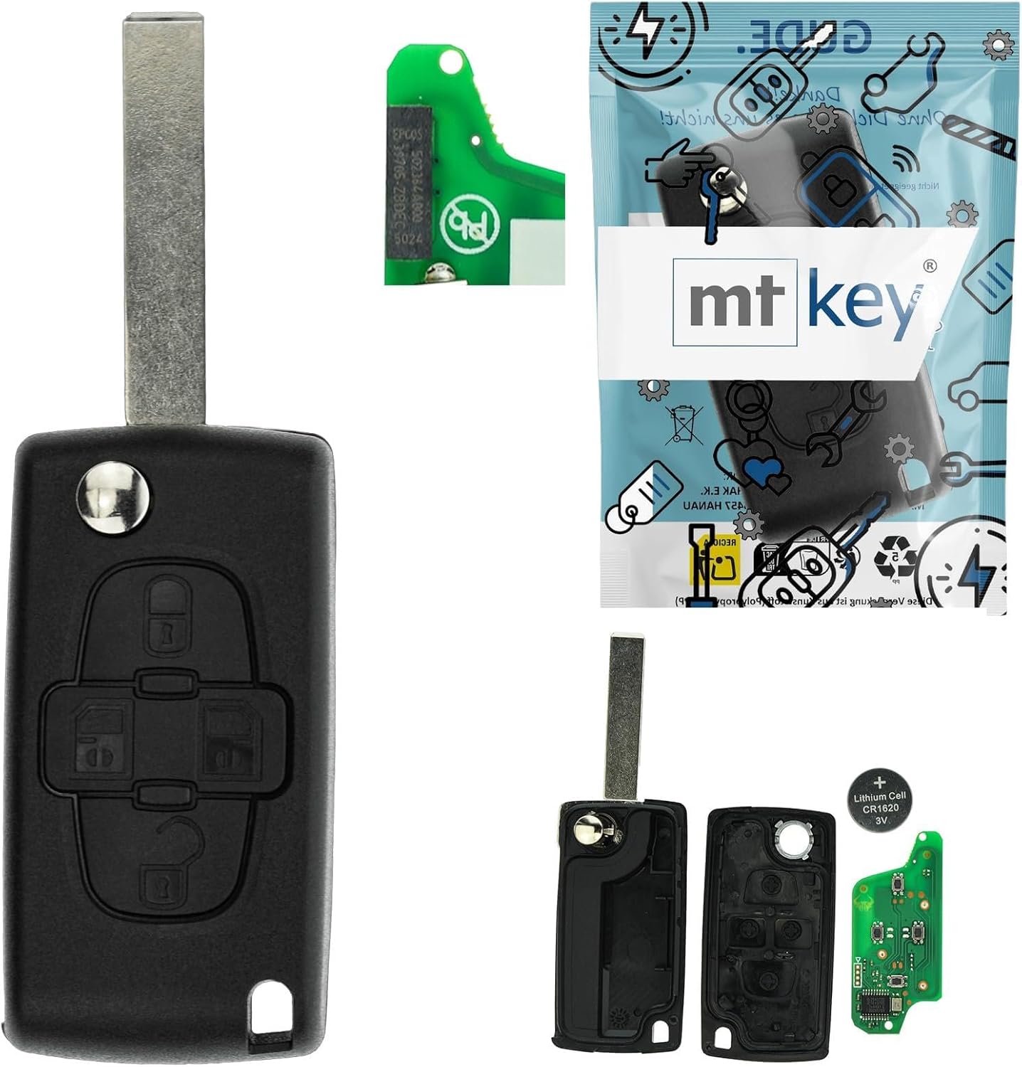 Clé pliante Peugeot 807 / Citroën C8 (ID46 + HU83)