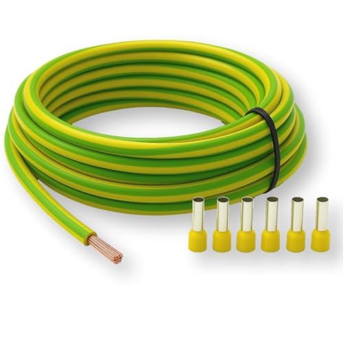 Câble de terre H07V-K 6 mm² vert et jaune avec embouts