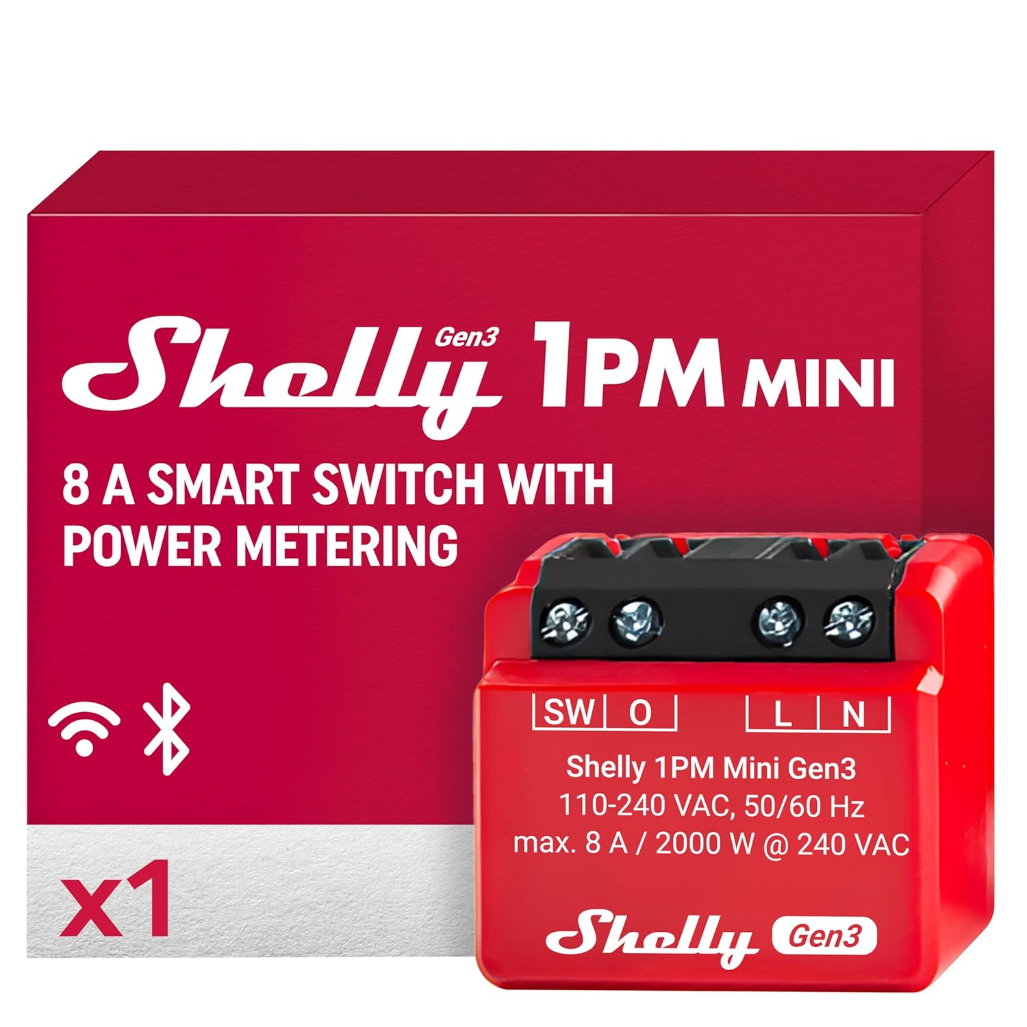 Shelly Plus 1PM Mini relais Wi-Fi mesure conso encastrable