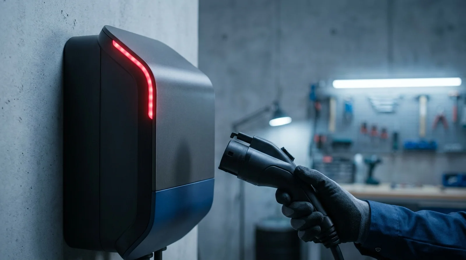 Véhicule électrique branché à une borne Easee ayant coupé la charge pour surintensité