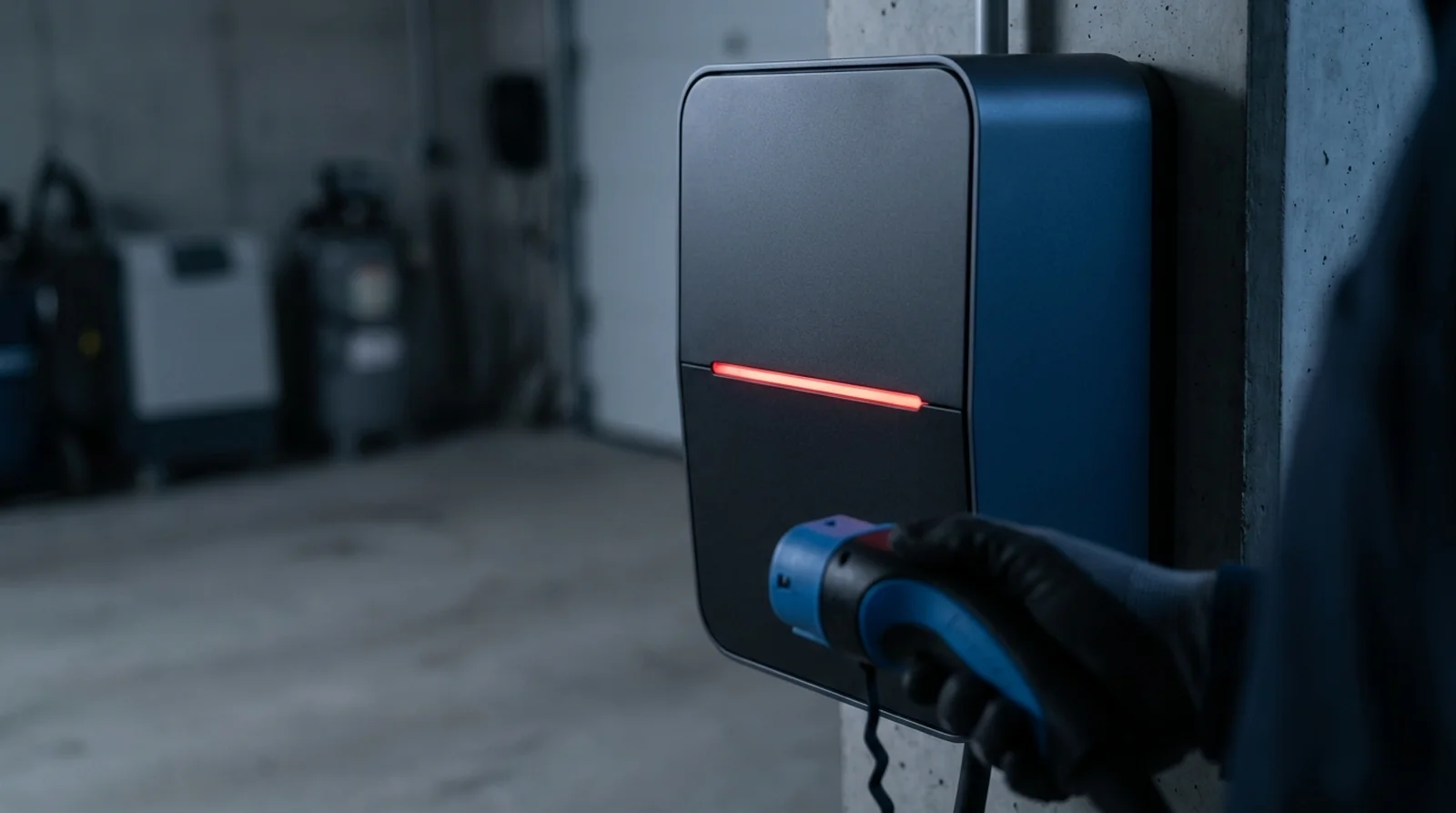 Borne de recharge Easee verrouillée en erreur critique, bande lumineuse rouge clignotante