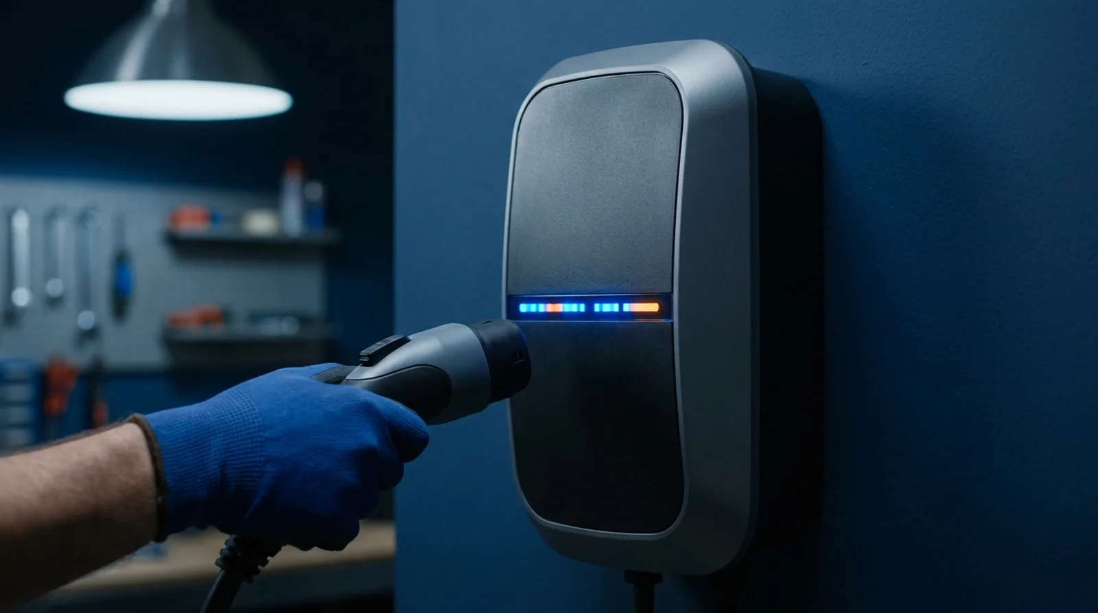 Câble Type 2 retenu par le verrouillage d'une borne Legrand Green'up en défaut